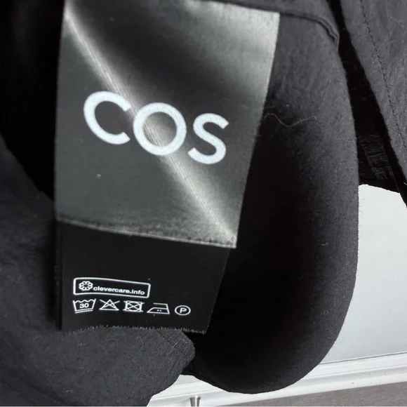 COS Black Midi V-Neck A-Line Dress Black Size 4 Modest Minimalist Elastic Waist - Picture 11 of 16